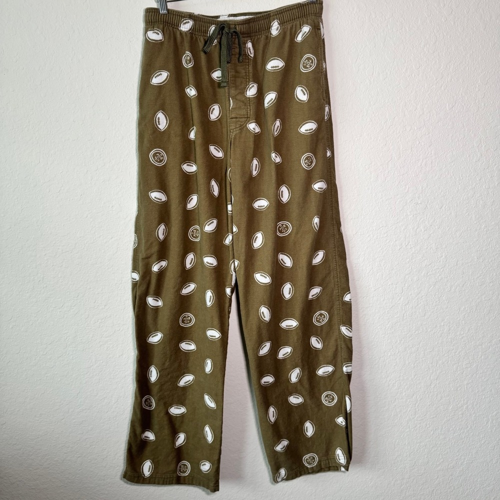 Life is Good Mens Olive Green Football Print Cotton Lounge Pajama Pants Size M